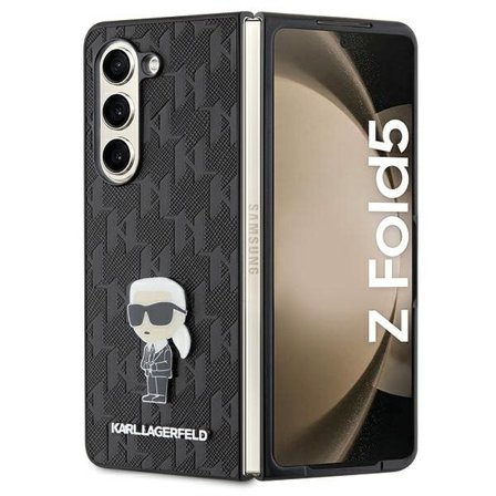 Karl Lagerfeld Saffiano Monogram Ikonik Pin-etui for Samsung Galaxy Z Fold 5 - svart