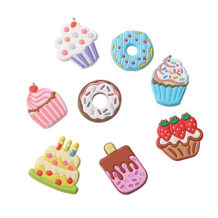 Kakeserie kjøleskapsmagneter, søte tredimensjonale 3D kjøleskapsmagneter, kreative tegneserie kjøleskapsmagneter (8 stk)