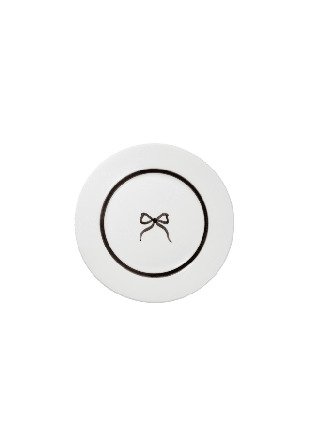 Pick A Poppy Bow Assiett - 22 Cm Glas & porslin Svart