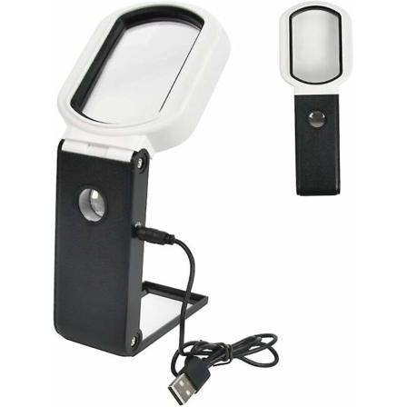 Vinterkampagne, LED-stand forstørrelsesglas 5x 25x bordforstørrelsesglas med sammenklappeligt stativ belyst læseforstørrelseslampe 3 tilstande LED-