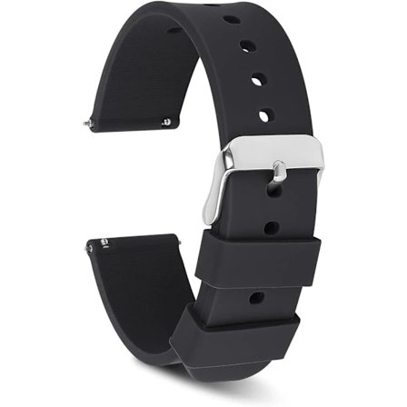 Silicone Watch Band, Strap with Silver Plated Stainless Steel Buckle, Smart Watch Band, Sport Watch Band, Wristband for Men and Women