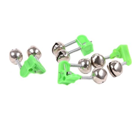 50 stk. 4,5 cm udendørs dobbeltklokker ring fiskestang Clip Bite Lure Alarm, Model: Grøn & Sølv