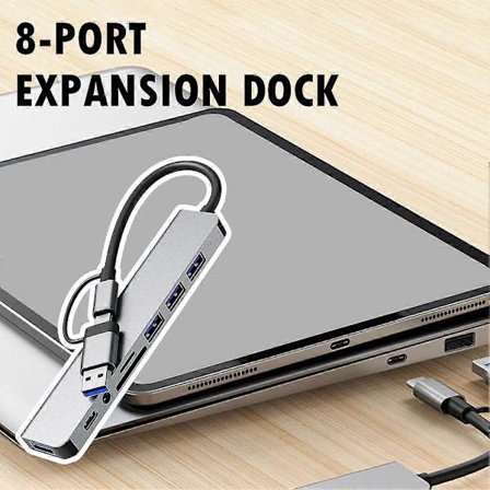 8-I-1 USB HUB USB C Dockningsstation Höghastighetsöverföring USB-splitter