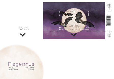 Danmark - Danske flagermus - Førstedagskuvert med miniark