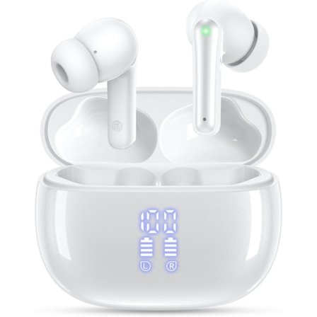 Trådlösa öronsnäckor Bluetooth-hörlurar, 40 timmars speltid Stereo IPX5 Vattentäta öronsnäckor, LED-strömvisning Sladdlösa in-ear-hörlurar med 