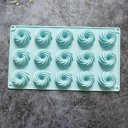Spiralformad Silikonform för Tårta, Mousse, Dessert, Bakning, Choklad, 15 Hål