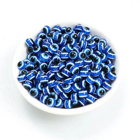 Hot Blue Evil Eye Resin Runda Spacer Beads Turkish Eyes Amulet 4/5/6/8/10/12mm lösa pärlor för prydnadssaker DIY Armband Tillbehör