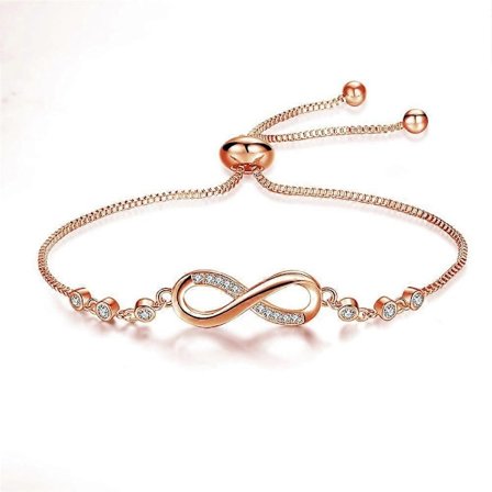 Kvinners Infinity Symbol Armbånd, Rose Gull Armbånd Innlagt med Cubic Zirconia Hjerter, Kvinners Gave[HK]