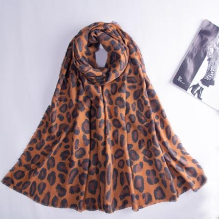 Leopardprint imitert kasjmir Dame Høst Vinter Skjerf Teppe Wrap Sjal Stole Varm Myk Leopard printed coffee brown 190*60CM