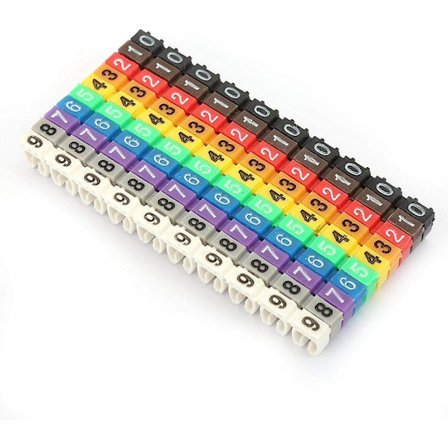 Kabelmarkör, kabelmarkör set trådmarkör nummer etikett kabel etiketter trådnummer sladd etiketter för kabelidentifiering(100st Kcm-2