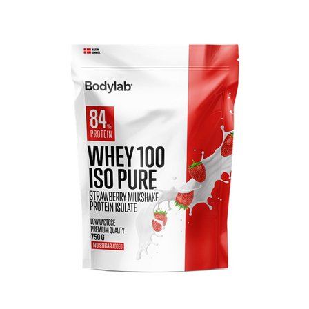 Bodylab Whey 100 ISO PURE Strawberry 750 g, Sport & Velvære, Protein & Energi, Proteinpulver
