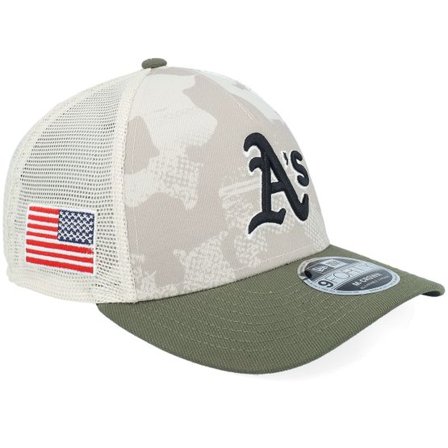 New Era - MLB Camo trucker Keps - Oakland Athletics MLB Armed Forces Day 9FORTY Mc Stone/Olive A-frame Trucker @ Hatstore