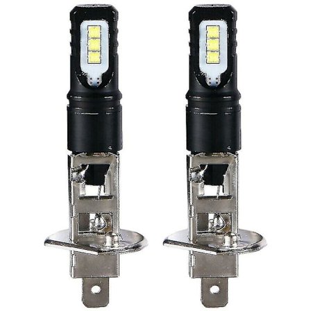 2x H1 6000k Super Bright White 6000lm Drl Led Hovedlyskit Fjernlys