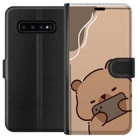 Kompatibel Tegnebogsetui til Samsung Galaxy S10 Dovne Bjørn Afslappet Tilstand