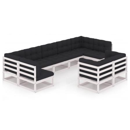Vidaxl Loungegrupp Med Dynor 9 Delar Vit Massiv Furu Vit