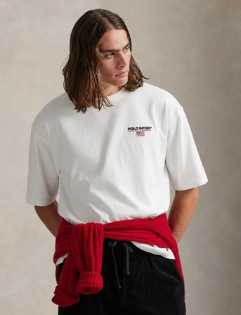 Polo Ralph Lauren Relaxed Fit Polo Sport Jersey T-Shirt - White - M