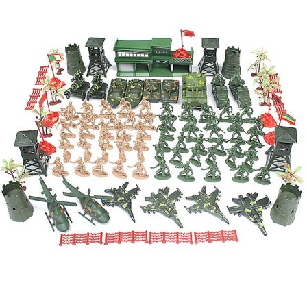 122 Stykker Hær Actionfigurer Sett, Militært Lekesett Med Soldater, Tanker, Fly, Flagg, Soldatfigurer Sett Modell Gutter Plast Oppdrag Hær Militær