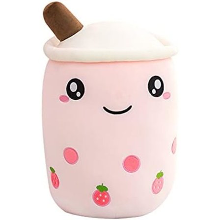 9 tommer Bubble Tea plys bamse pude lyserød rund øje mælkete varm plys sovepude gave dekorationer til børn
