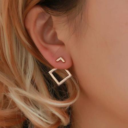 Metall Legering Geometrisk Ihålig Fyrkantig Diamant Örhängen Boho Stil För Kvinnor Flickor Guld