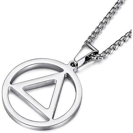 Kaulakoru miehille ruostumattomasta teräksestä valmistettu AA-toipumiskolmio kaulakoru raittiuden lahjoja miehille