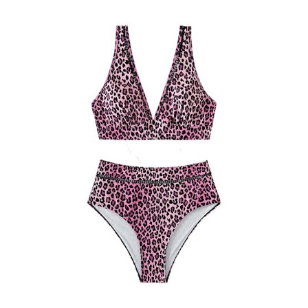 (l)sexig Leopard Høy midje Flare Pouch Split Spa Badedrakt
