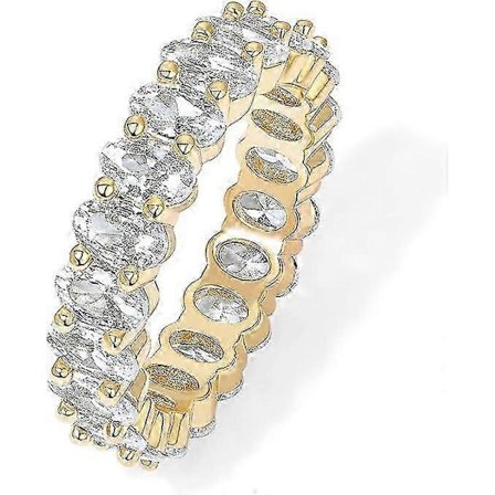 14K Guldpläterade Ringar Oval Cubic Zirconia Kärleksring | Evighetsring | 5mm Stapelbara Ringar för Kvinnor | Guldringar för Kvinnor