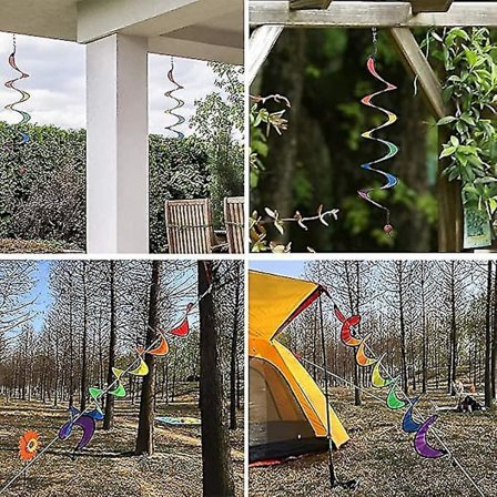 Spiraali-sateenkaari tuulitenttu riippuva koriste puutarhaan 4 kpl 145x22cm