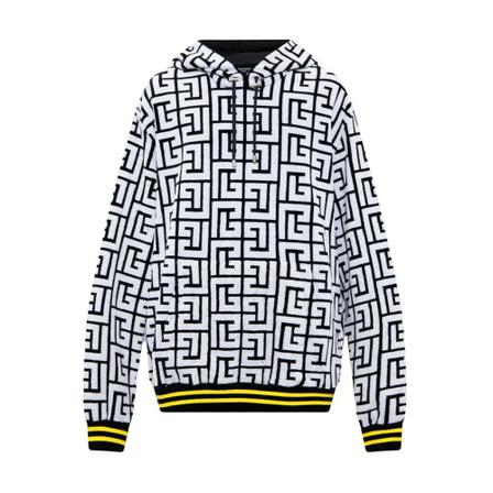 Balmain Monogrammed hoodie Hvid, Herre