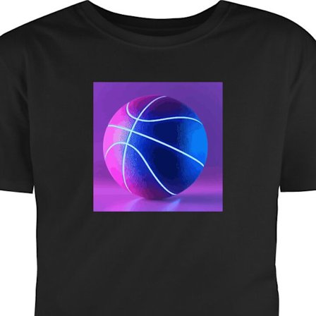 T-Shirt Basketball plakat neon bold sport kurv farverig lilla blå glødende bane retro design atlet kunst