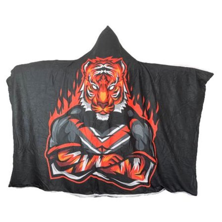 Plush Filt Pläd med Huva Tiger ca 200 cm x ca 150 cm