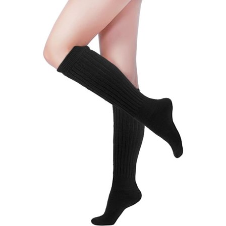 Naisten miesten löysät puuvillasukat polvikorkeat/puolisäärikorkeat sukat lämpimät neulotut säärystimet puolisäärikorkeat mustat
