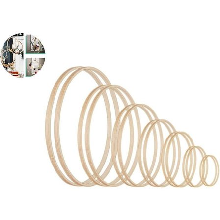 14 st 7 storlekar träringar för hantverk bambu ring ringar