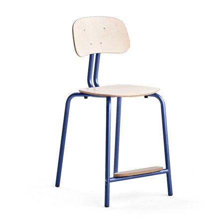 Klassenzimmerstuhl YNGVE, 4 Beine, kobaltblau, Birke, H 610 mm