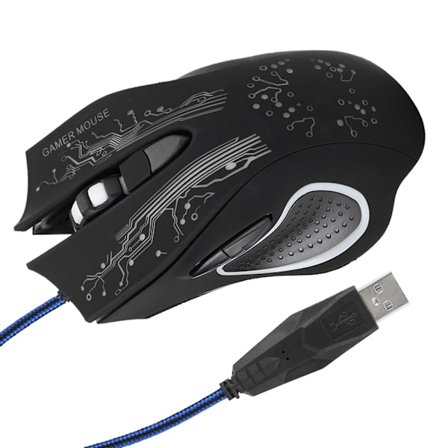 Kabelansluten mus LED Luminous 6 Key USB Hemmakontor Gaming Universal datortillbehör X11Black