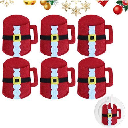 {hw}6 st Julbestickhållare, Tvättbara julbestickspåsar, Knivar Gafflar Bestickspåsar Julbestickspåse