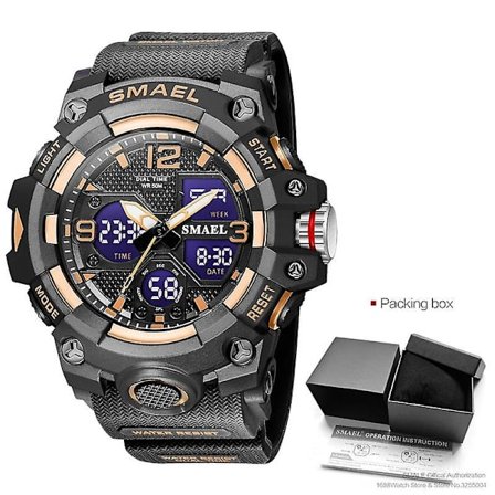 Smael Herre Sports Digitalure Dual Time Quartz Armbåndsur Orange Chronograf Vandtæt Stopur Relogio Reloj