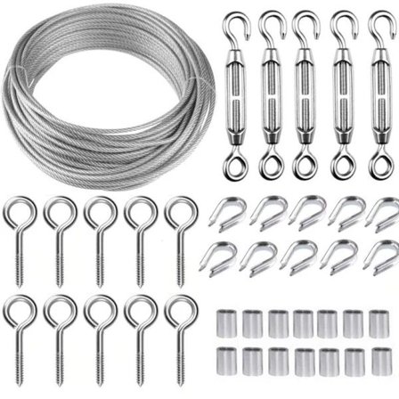 30M/2mm Rustfri Wire Kit med M5 Spændere til Planter, Tørresnor, Rækværk-FA-