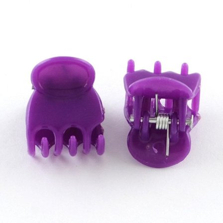 12 st. Små Mörklila Hårklämmor 15x14mm