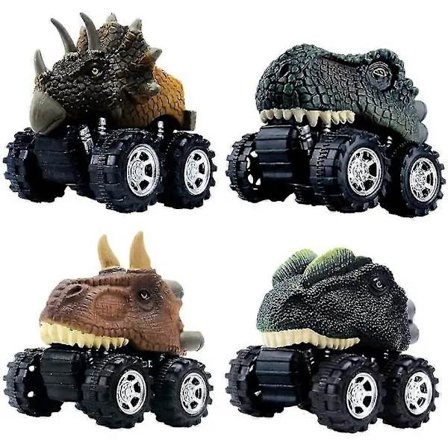 Trekk tilbake dinosaurbiler leker 4-pakning dinoleker for 3 år gamle gutter og småbarn T-Rex dinosaurspill monstertrucker