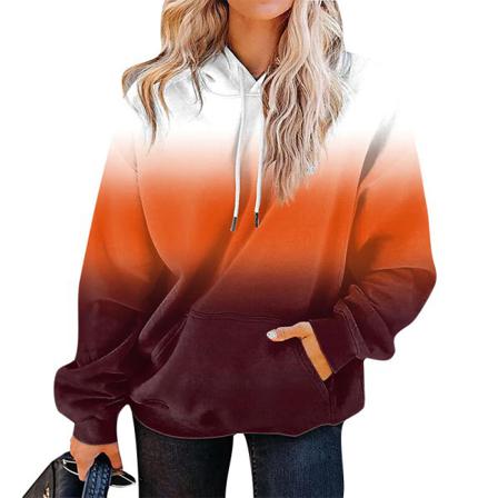 Kvinnor Tie Dye Fleece Pullover Med Dragsko Långärmade Hoodies