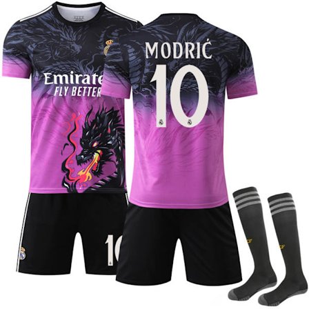 Real Madrid Modrić #10 2025/2026 Special Edition Kortarmet Fotballdrakt/Shorts/Sokker Sett Barn Ungdomsstørrelser
