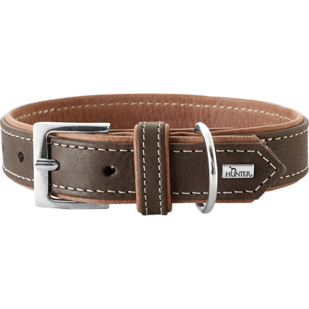 Hunter - Dog Collar Porto Dark Brown/Cognac 65 - Neck 50-56cm - Hund - Halsbånd - ZOO.no