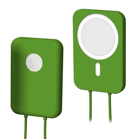 Apple MagSafe Charger ensfarvet silikonecover - Mørkegrøn