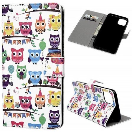 Lompakkokotelo iPhone 12 Mini - Pöllöt Juhlissa