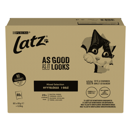 Purina Latz - Latz Agail Blandet utvalg i gel 80x85 g - Katt - Kattefôr & kattemat - Våtfôr og våtmat - ZOO.no