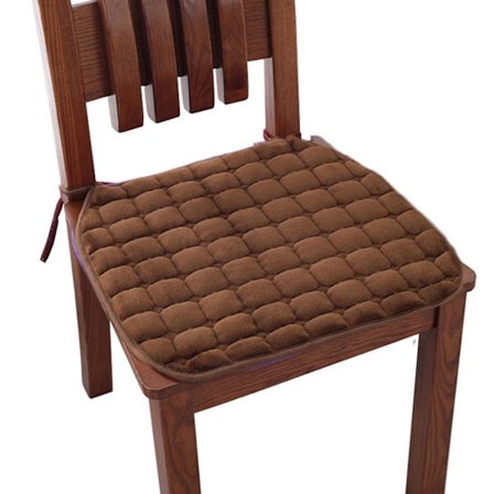 Sittepute i ensfarget polyester med bånd, 40cm/45cm, sklisikker, for spisestue DarkCoffee.x