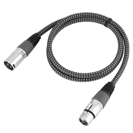 D-type flettet XLR-kabel Mikrofon MIC Audio-ledning Mixer-forbindelsesledning 1m (grå)