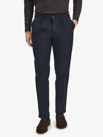 John Henric Men's Pantalon Plissé Bleu Marine Coupe Décontractée Size 52
