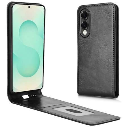 SKALO Samsung S25 Edge Vertikalt PU-læder cover Cover - Sort