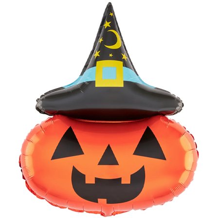 Folieballong Pumpa Med Halloweenhatt 64x88cm - Bröllop Dekoration - Halloween Dekoration - Kalaslagret.se